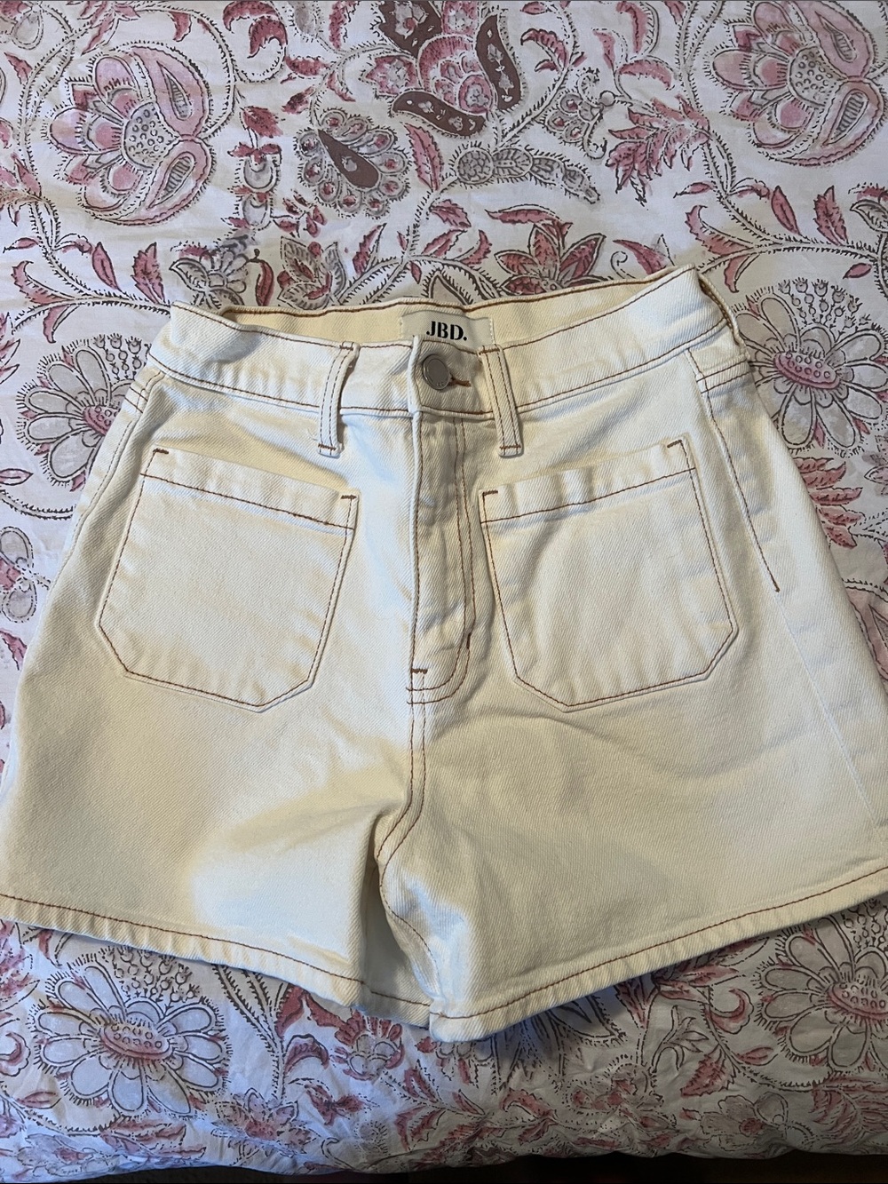 High Waist Cream Women’s Denim Shorts